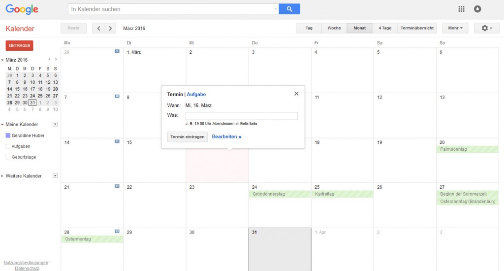 Google Kalender fürs Content Marketing