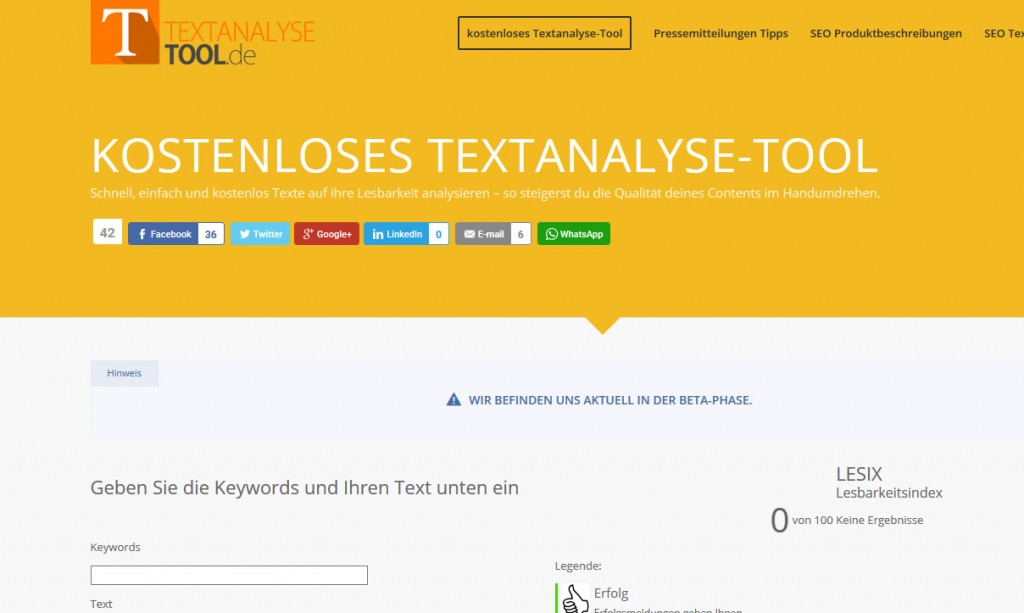 Textanalyse Tool fürs Content Marketing